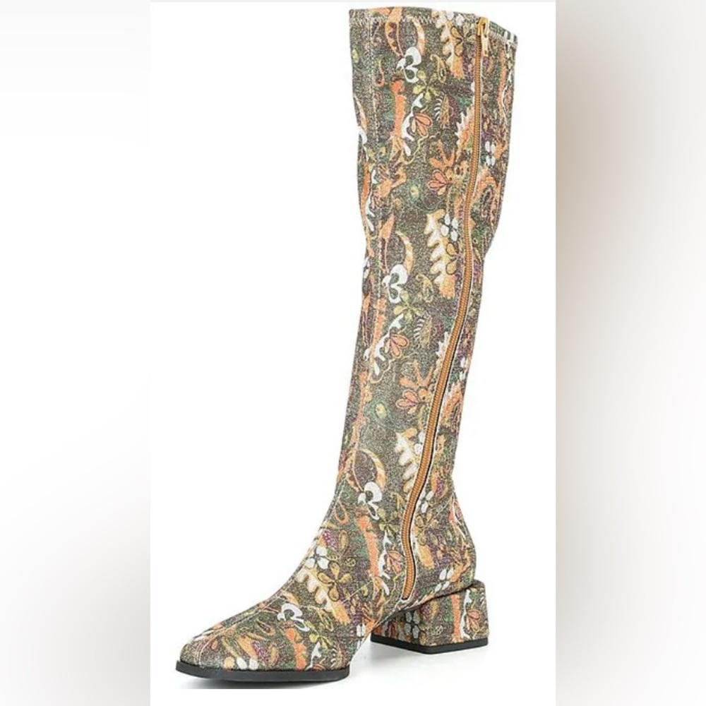 Chelsea & Violet Multicolor Patterned Heeled Boots - Picture 4 of 5